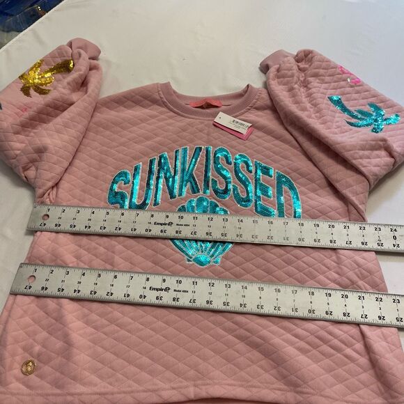 NWT Simply Southern Sunkissed Pink Sequin Crewneck Sweater Pullover Size Large - Picture 5 of 9